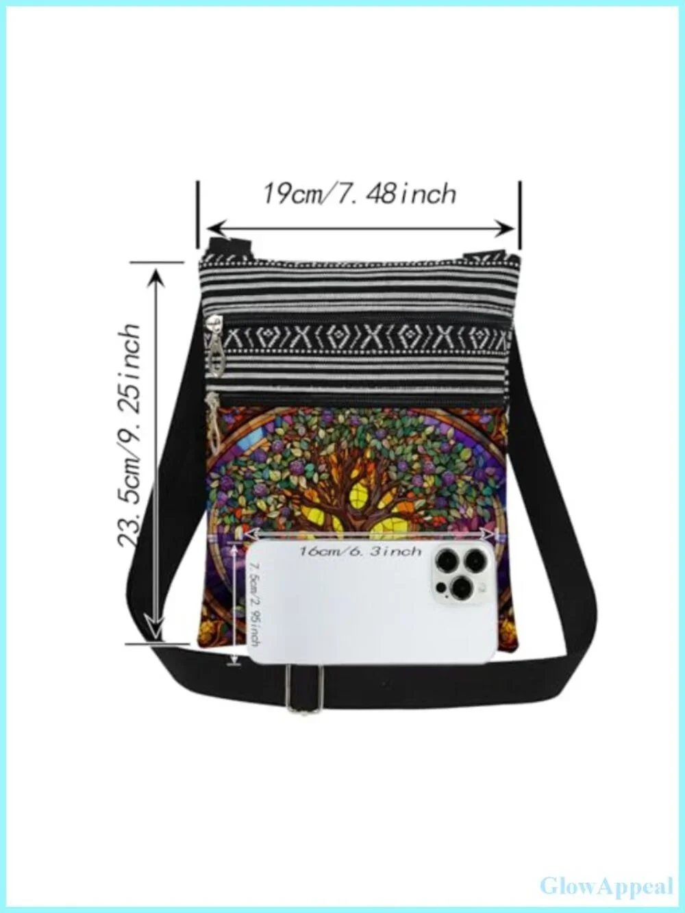 Tree of Life Crossbody Bag Polyester Adjustable Strap Messenger